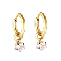 1 Paar trend ige Schmuck Edelstahl Stern Herz Wasser tropfen Geometrie Zirkonia runden Kreis Creolen Huggie Party Geschenke