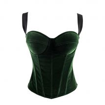 French Velvet Corset Crop Tops Women Bones Overbust Bra Cups Slim Halter Tube Top Zipper Y2k Clothes Strapless Slimming Shapewea