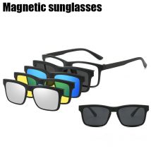 PC 5 In 1 Neue Stil Magnet Clip Auf Gläser Rahmen Trend angeln Fahren Sonnenbrille Für Männer 2024 Optische Computer gläser UV400