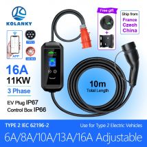 Kolanky 6/8/10/13/16A 11KW cargador de vehículo eléctrico temporizador tipo 2 inteligente TuyaAPP Wifi Control Set tiempo de carga PHEV coche híbrido 10M