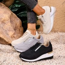 Frühling Herbst Sport Casual Turnschuhe für Frauen Dicken Boden Spitze-up frauen Einzelnen Schuhe Große Größe Keile Mittleren absatz Tennis