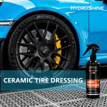Hydroshine Medicazione per pneumatici in ceramica per auto Finitura per protezione Spray brillante a lunga durata Nero Aspetto bagnato Brillante per pneumatici per una lucentezza profonda