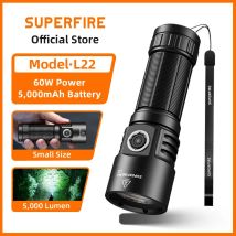SUPERFIRE L25 wiederaufladbare LED-Taschenlampe, hohe Leistung, 3700 lm, superhelle kleine Taschenlampe, Notfall-Taktik-Camping-Angellampe