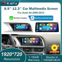 RoadTop 12,3 pulgadas inalámbrico CarPlay Multimedia pantalla ultrafina Android Auto para Audi A4 2009-2012 función Airplay Autolink