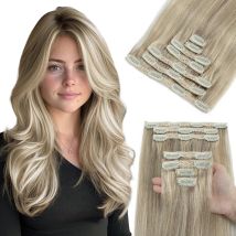 MRSHAIR Clip-in-Haarverlängerung, Echthaar, natürliche Haarverlängerung, blondes Mega-Haar, Tic Tac Clip-On-Haarteil, voller Kopf, 30,5–61 cm