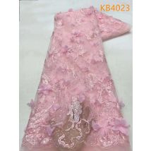 Luxury Beads Fabric 5 Yards 3D Flower Lace Fabric Embroidered Dubai New 2025 Sequins Tulle Lace Fabric For Dress Sewing KB4023