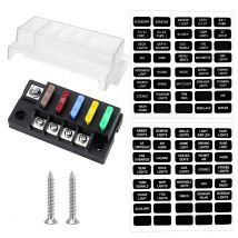 12V Fuse Box Kit With LED Indicator - 4-Way Blade Fuses, ATO Compatible, Cover For Cars, Boats, RVs & Trucks.