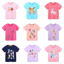 UNITIM Sommer Kinder Mädchen T-shirts Cartoon Gedruckt Kurzarm Baumwolle Dünne Baby Mädchen Shirts Solide Coole Kinder Mädchen Tops
