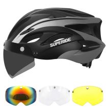 SUPERIDE Herren Damen Fahrradhelm mit Schutzbrille und Sonnenblende Ultraleichter MTB-Fahrradhelm Outdoor Rennrad Mountainbike-Helm