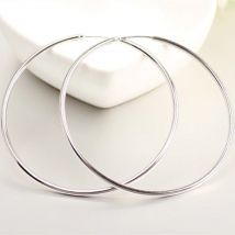 316L Edelstahl 3-7cm minimalistische große Kreis Creolen für Frauen trendige silberfarbene Metall glatte runde Ohrringe Schmuck