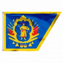 Ukraine Kosaken-Hetmanat-Flagge, 21 x 14 cm, 90 x 150 cm, 3 x 5 Fuß, 100D-Polyester, doppelt genäht, hohe Qualität