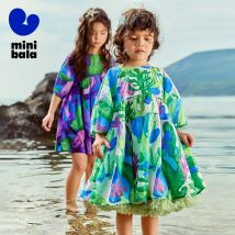 Mini Bala Kleid Mädchen Kleid neue atmungsaktive reine Baumwolle Raglan Ärmel A-Linie lockeres Kleid
