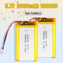103665 Battery 3000mAh 3.7V Lithium Ion Batteries for Bluetooth Speaker Keyboard Headphones GPS Tracker Electronic Clock