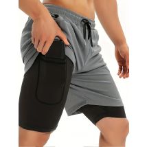 Outdoor-Jogging-Fitness-Shorts Herren bedruckte 2-in-1-Hochleistungs-Doppelschicht-Shorts Gym Workout-Trainings hose M-3XL