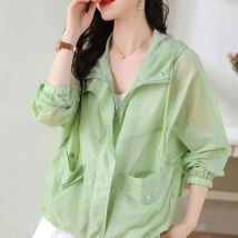 2025, koreanischer Stil, Windschutz, Damen-Frühlingsjacken, Sommer, schlanke Sonnenschutzkleidung, weißer Kapuzenmantel, Reißverschlussjacke, Femme, dünn