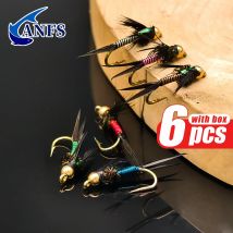 ANFS 6 Stück Fliegenfischen-Fliegen mit Tackle Box-Copper John Fly Baits, coole Angelzubehör für Angler, Angel und Zubehör