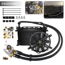 Universeller 22-reihiger Ölkühler 80 antike Thermostat adapter m20x1, 5 7 ''elektrischer Lüfter 10an Filter silber/schwarz