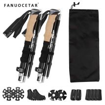 Fanuocetar Trekkingstöcke, leichte, zusammenklappbare Wanderstöcke für Schneeschuhe, Rucksack-Ausrüstung, 2er-Pair-Wanderstöcke zum Wandern