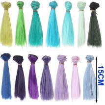 1 stücke Haar Refires Bjd Haar 15 cm * 100 CM Blau Grün Lila Farbe Kurze Gerade Perücke Haar für 1/3 1/4 BJD Diy