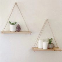 Altalena in legno appesa corda di canapa mensola a muro montata galleggiante casa soggiorno pianta vaso di fiori vassoio portaoggetti decorazione del giardino