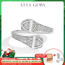 ATTAGEMS Double Snake S925 Silver Moissanite Rings Women Men Lab Diamond Adjustable Ring 18KGold Plated Luxury Jewelry for Party