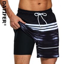 DATIFER Sommer 2025 Neue Ankunft Herren Shorts Polyester Lange Futter 2 in 1 Shorts Para Hombre Seite Zipper Tasche Gym bademode