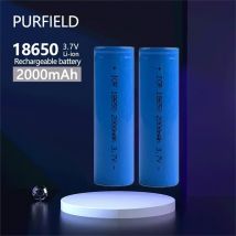 PURFIELD Neuer 18650 Li-Ionen-Akku 3,7 V 2000 mAh 18650 Lithium-Akku für Taschenlampenbatterien