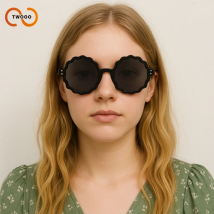 Neue runde Sonnenbrille. Vielseitige runde Rahmen Blume PC Ring Draht Mode Sonnenbrille für Frauen.