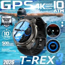 2026 Neue militärische T-Rex310ATM wasserdichte GPS-Sport-Smartwatch für Herren, 1,43 Zoll AMOLED-Bildschirm mit Kompass, Höhenmesser, BT-Anruffunktion