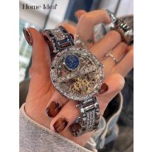 Büro Damen Geschäfts arbeit aushöhlen mechanische Uhr elegante Frauen Diamanten stuuded Armbanduhr Bankett Zubehör Schmuck