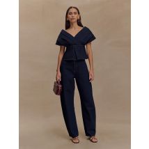 Denim Lange Hose Frau Zwei Stück Anzug Tiefem V-ausschnitt Bandage Backless Ärmelloses Top Gerade Jeans 2025, Neue Sommer High Street Sets