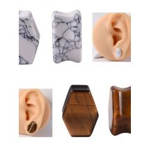 1Pair Stone Ear Plug Gauges WaterDrop Teardrop Heart Hexagon Shape Flesh Tunnel Ear Expander Stretcher Body Piercing Jewelry