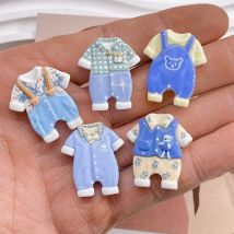 Painted Resin Kawaii Cartoon Baby Clothes Flatback Cabochons Resin Parts Craft Items 5PCS Scrapbook DIY Decor Accessories
