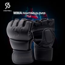 Half Finger Boxing Gloves PU Leather MMA Fighting Kick Boxing Gloves Karate Muay Thai Training Sanda Workout MMA Gloves