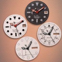 Heiße Verkäufe 28,5mm S Logo Weiß cartoon hund Zifferblatt Grün Nachtleuchtende Fit NH35/NH36/7S/4R bewegung Uhr Modifikation Zubehör
