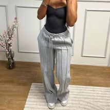 Afrikanische Mode Frauen Gestreiften Band Gerade Breite Bein Hosen 2024 Kordelzug Straße INS Casual Jogger Safari Hosen