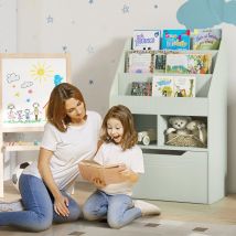 Libreria per bambini HOMCOM con cassetto, 3 scomparti portaoggetti, 2 scomparti aperti