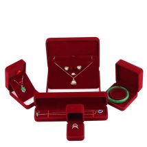 Red Velvet Jewelry Set Boxes Earrings Ring Necklace Bracelet Jewellery Case  Wedding Jewelry Storage Box Gift Bags for Women