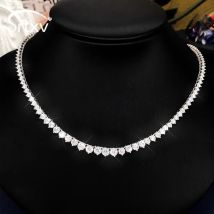 Funkelnde 3–4,5 mm Moissanit-Tennis-Halskette mit Farbverlauf für Damen, S925-Silber, 3-Krallen-Diamant-Halskette, Hochzeit, Party, Geschenk, Schmuck
