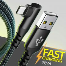 USB-Typ-C-Ladekabel rechtwinklig für iPhone 16, Ladegerät, geflochtenes Nylonkabel für iPhone 15 16 Pro Max, Samsung Galaxy