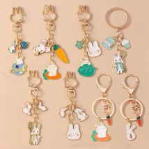 Aihua Lovely Carrot Rabbit Keychain For Women Cute Animal Bunny Key Rings Car Key Handbag Pendant Jewelry Souvenir Gifts