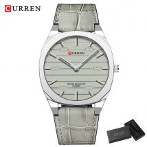 CURREN Herren-Quarzuhr, minimalistisch, ohne Sekundenzeiger, modische, schlanke, leichte Lederarmband-Armbanduhr 8480