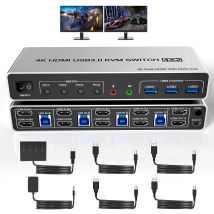4K@60Hz USB 3.0 HDMI KVM Switch Dual Monitore 4 Computer, 2 Monitor 4 PC KVM unterstützt EDID mit Audio Mikrofon 3 USB 3.0 Port