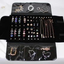 Tragbare Anti-oxidation Schmuck Rolle Lagerung Tasche Ring Anhänger Halskette Falten Reise Veranstalter Ohrringe Fall Samt Zipper Tasche