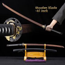 Hochwertiges Samurai Katana Holzschwert, Trainings schwert, japanisches Schwert, 07kt, Dekor, Drachen-Tsuba, anpassbar