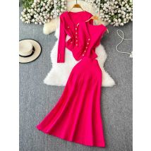 Herbst Winter Elegante Drei Stück Sets Frauen Gestrickte Pullover Ärmellose Weste Strickjacke Jacke Hohe Taille Langen Rock Anzüge