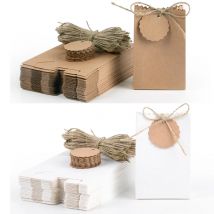 Confezione regalo in carta Kraft retrò da 10-30 pezzi Borsa per imballaggio di caramelle per biscotti marroni bianchi con etichette in corda Forniture per regali per feste di compleanno di nozze