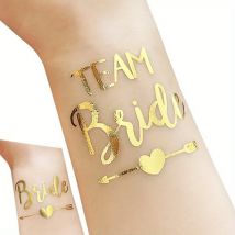 12 Stück Kombination Golden Team Bride Tattoo Aufkleber Bride To Be Bachelorette Party Junggesellinnenabschied Brautparty Hochzeit Party Dekor