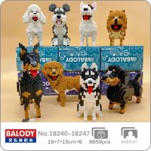 Balody Husky Schnauzer Dackel Bullterrier Pudel Dobermann Hund Haustier Tier DIY Mini Diamant blöcke Ziegel Gebäude Spielzeug keine Box