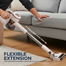 Aspirapolvere senza fili, pulitore wireless con aspirazione elettrica a 2 velocità e motore brushless, 3 spazzole, batteria rimovibile